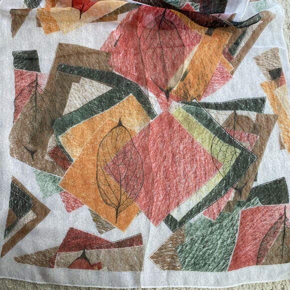 Sheer silky scarf long rectangle polyester wrap accessory mod geometric print - Picture 2 of 5